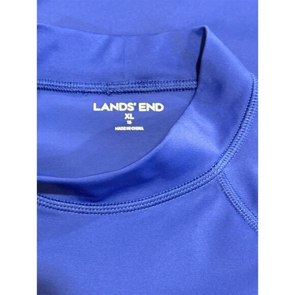 Lands End Rash Guard Swim Shirt Blue Girls XL16 Rainbow Heart Pride Short Sleeve - Picture 5 of 6